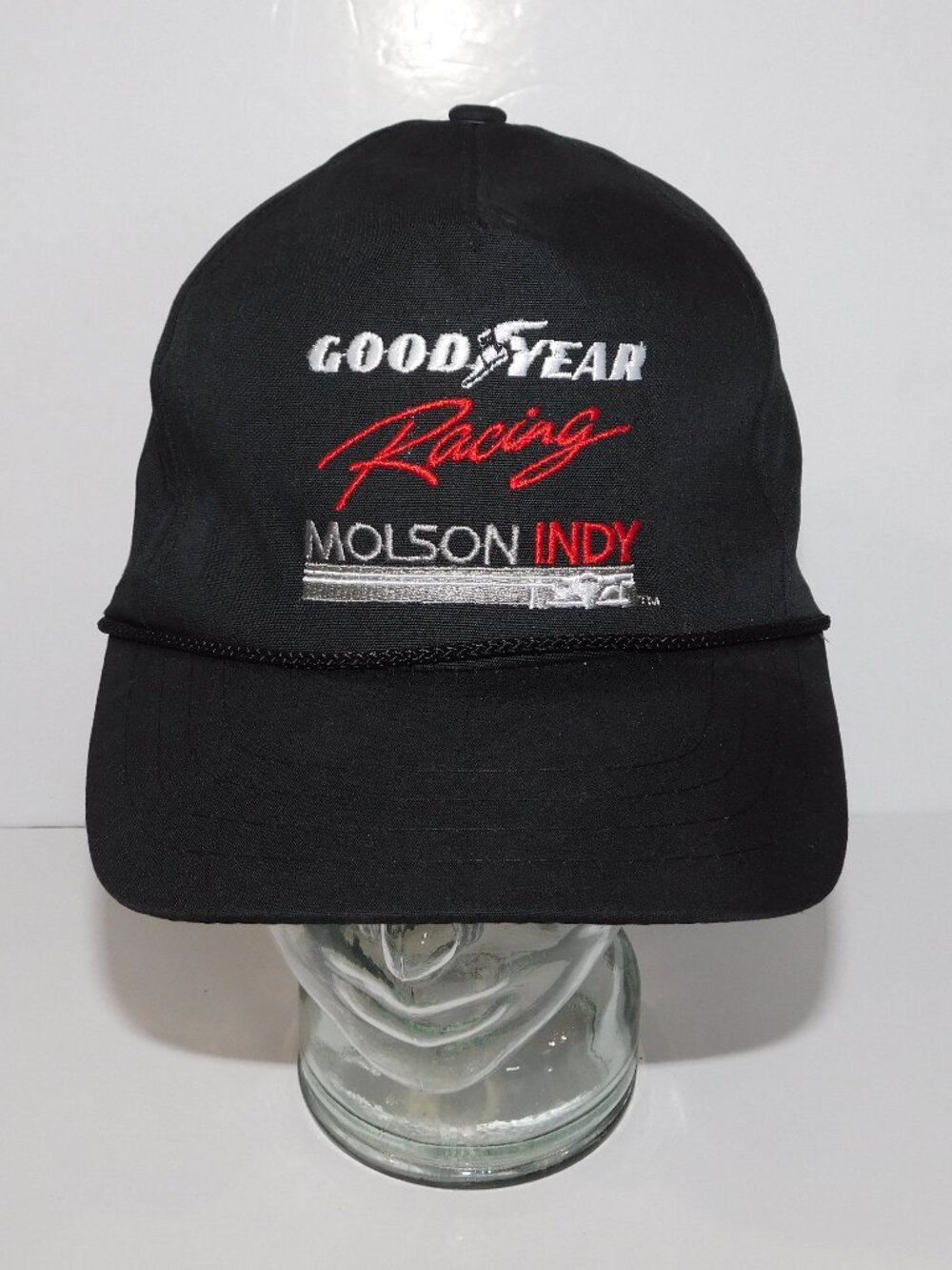 VTG Molson Indy Good Year Racing Black embroidered Snapback Hat Cap Spellout